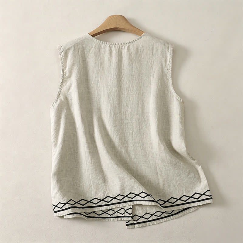 Nimara Ritual Summer Casual Minimalist Button-Up Geometric Women's Sleeveless Shirts Tank Top