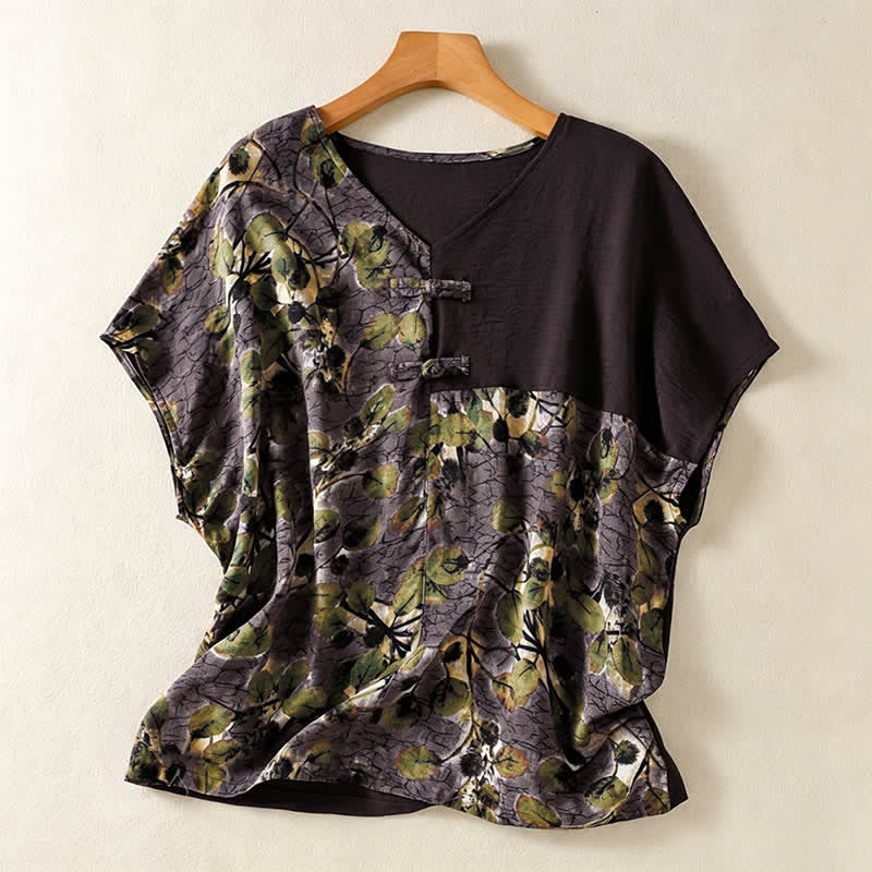 Nimara Ritual Summer Casual Vintage Tang Style Pankou Floral Sunflowers Women's Short Sleeve Shirts