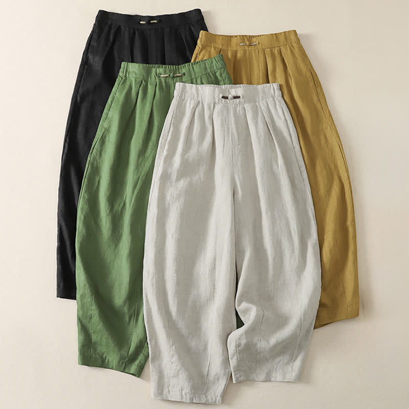 Nimara Ritual Summer Casual Minimalist Solid Cropped Pants Pleated Women's Harem Pants With Pockets
