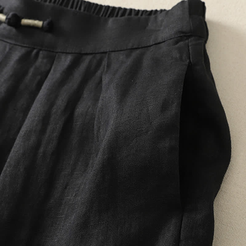 Nimara Ritual Summer Casual Minimalist Solid Cropped Pants Pleated Women's Harem Pants With Pockets