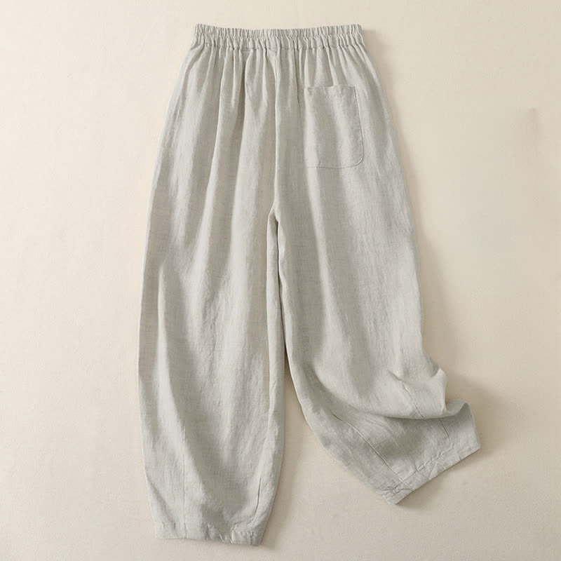 Nimara Ritual Summer Casual Minimalist Solid Cropped Pants Pleated Women's Harem Pants With Pockets