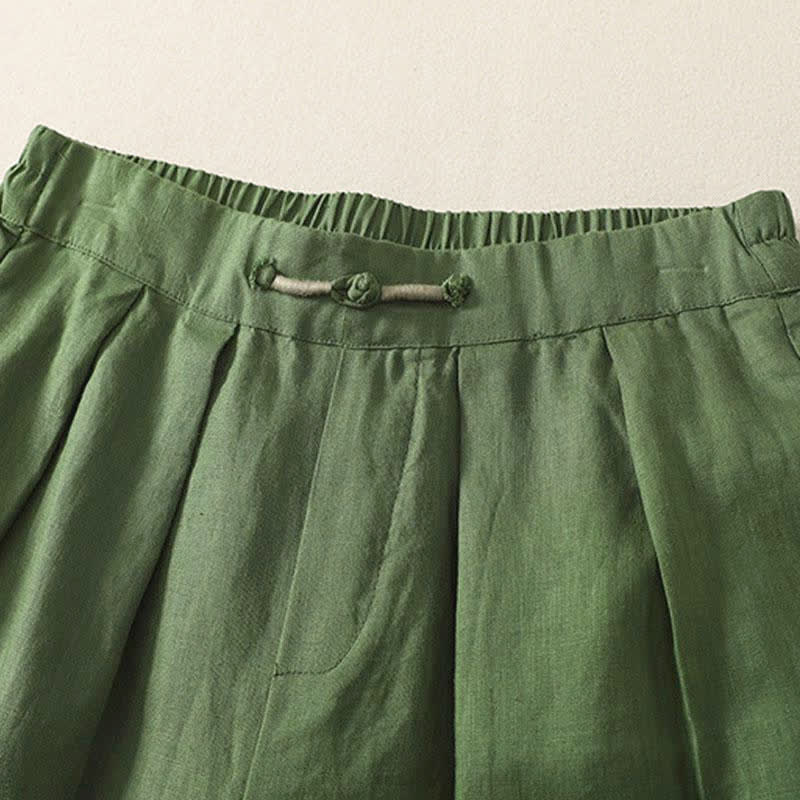 Nimara Ritual Summer Casual Minimalist Solid Cropped Pants Pleated Women's Harem Pants With Pockets
