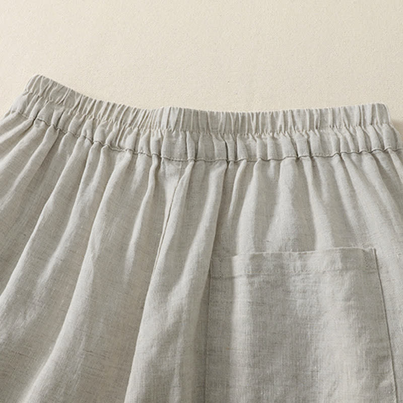 Nimara Ritual Summer Casual Minimalist Solid Cropped Pants Pleated Women's Harem Pants With Pockets