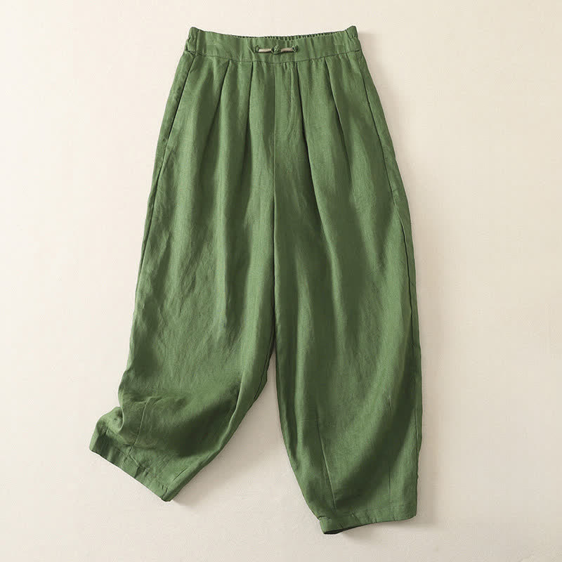 Nimara Ritual Summer Casual Minimalist Solid Cropped Pants Pleated Women's Harem Pants With Pockets