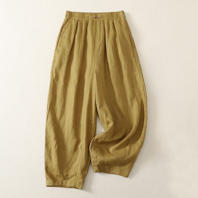 Nimara Ritual Summer Casual Minimalist Solid Cropped Pants Pleated Women's Harem Pants With Pockets