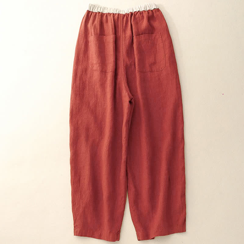 Nimara Ritual Summer Casual Minimalist Drawstring Solid Ankle Pants Women's Straight Leg Pants With Pockets