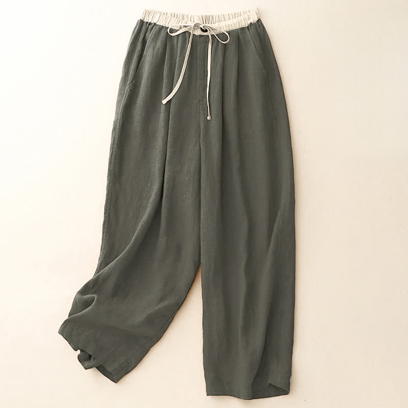 Nimara Ritual Summer Casual Minimalist Drawstring Solid Ankle Pants Women's Straight Leg Pants With Pockets
