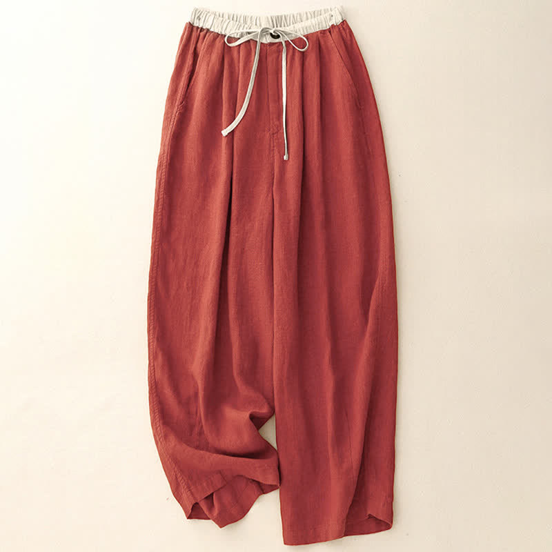 Nimara Ritual Summer Casual Minimalist Drawstring Solid Ankle Pants Women's Straight Leg Pants With Pockets