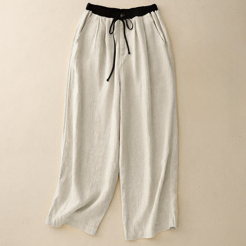 Nimara Ritual Summer Casual Minimalist Drawstring Solid Ankle Pants Women's Straight Leg Pants With Pockets