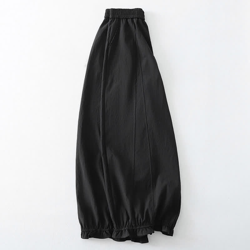 Nimara Ritual Summer Casual Minimalist Solid Ruffled Hem Ankle Pants Women's Harem Pants With Pockets