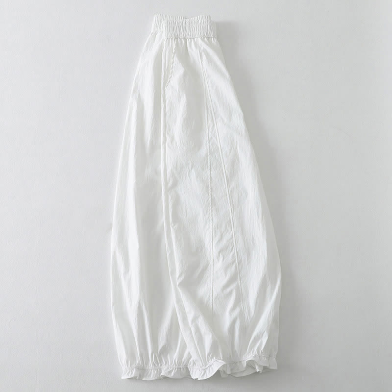 Nimara Ritual Summer Casual Minimalist Solid Ruffled Hem Ankle Pants Women's Harem Pants With Pockets