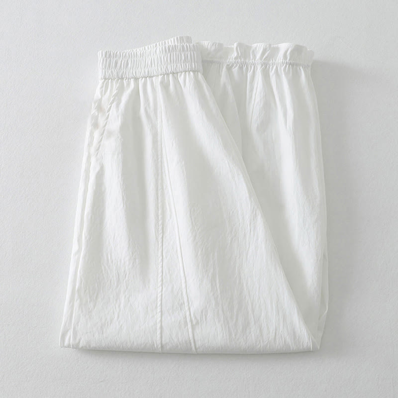 Nimara Ritual Summer Casual Minimalist Solid Ruffled Hem Ankle Pants Women's Harem Pants With Pockets