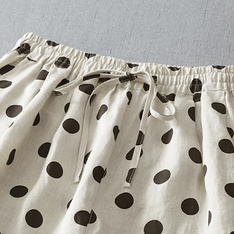 Nimara Ritual Summer Casual Vintage Drawstring Floral Polka dots Cropped Pants Women's Harem Pants With Pocket