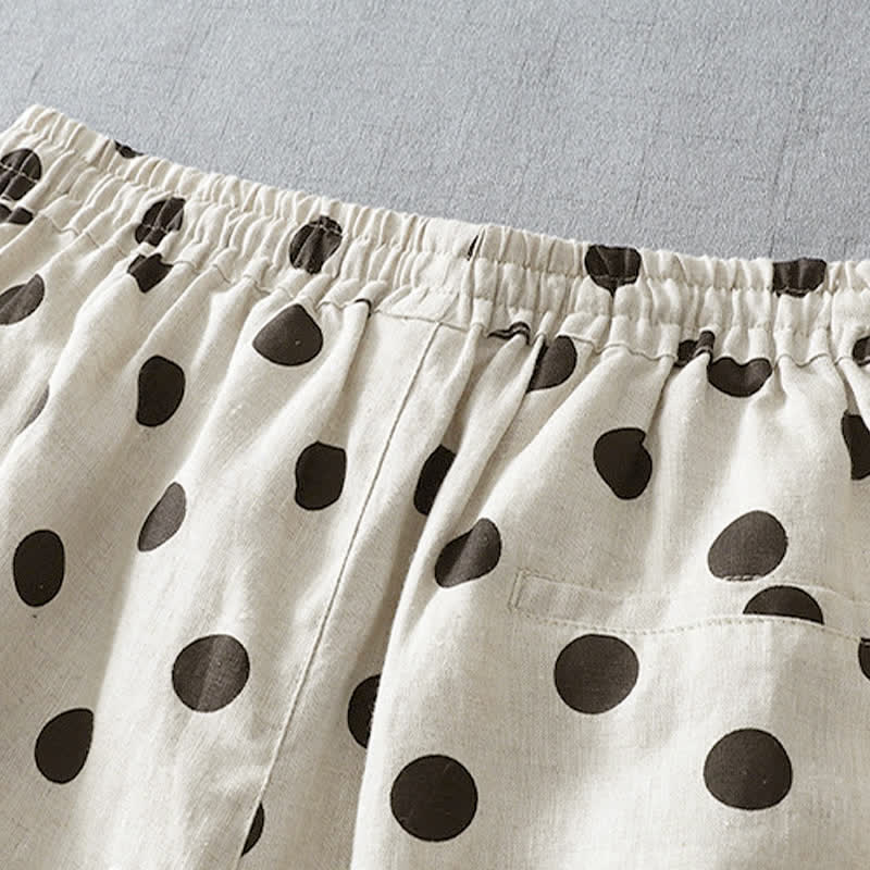 Nimara Ritual Summer Casual Vintage Drawstring Floral Polka dots Cropped Pants Women's Harem Pants With Pocket
