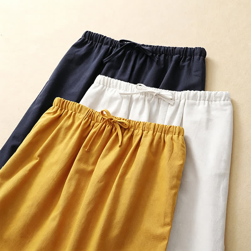 Nimara Ritual Summer Casual Minimalist Drawstring Ruffled Lace-up Solid Women's Skirts With Pocket
