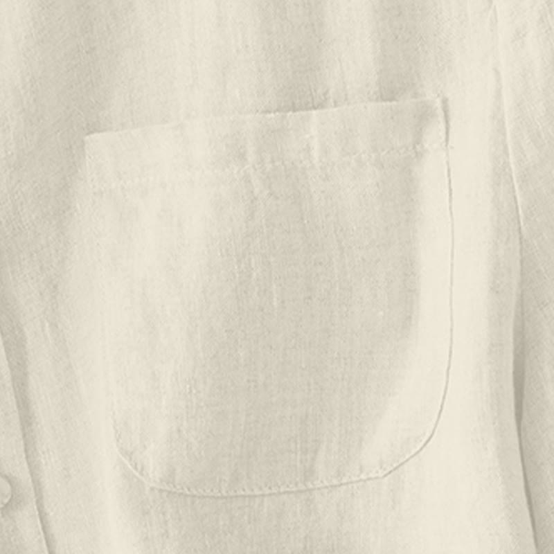 Nimara Ritual Summer Casual Minimalist Button-Up Solid Crew Neck Women's Short Sleeve Shirts With Patch Pocket
