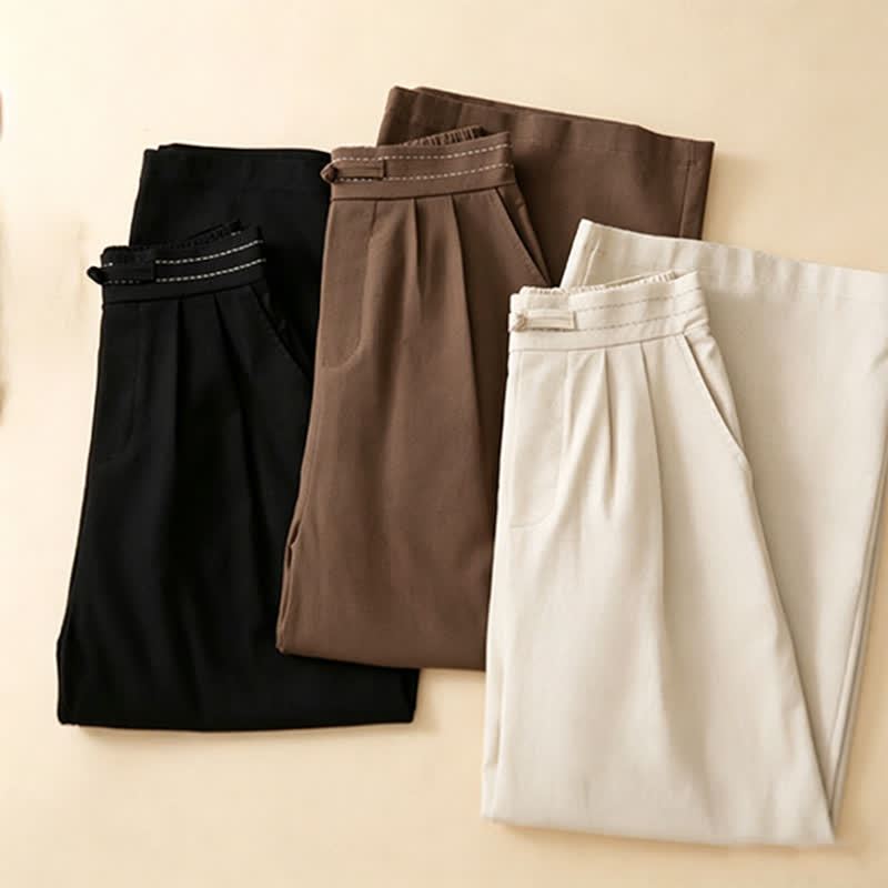 Nimara Ritual Summer Casual Minimalist Solid Ankle Pants One Frog Button Women's Straight Leg Pants With Pockets