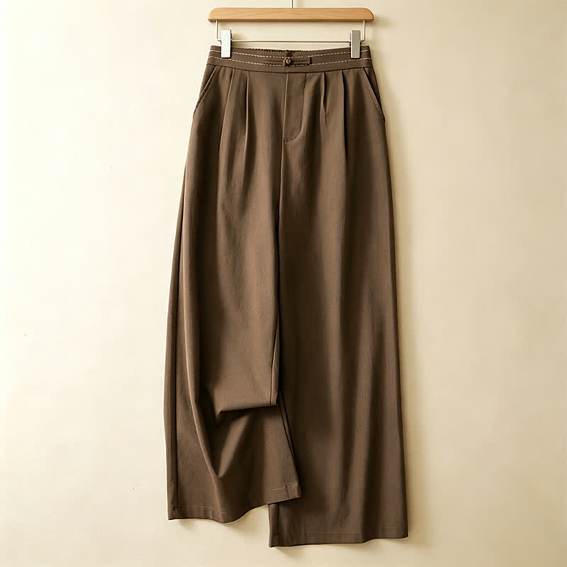 Nimara Ritual Summer Casual Minimalist Solid Ankle Pants One Frog Button Women's Straight Leg Pants With Pockets