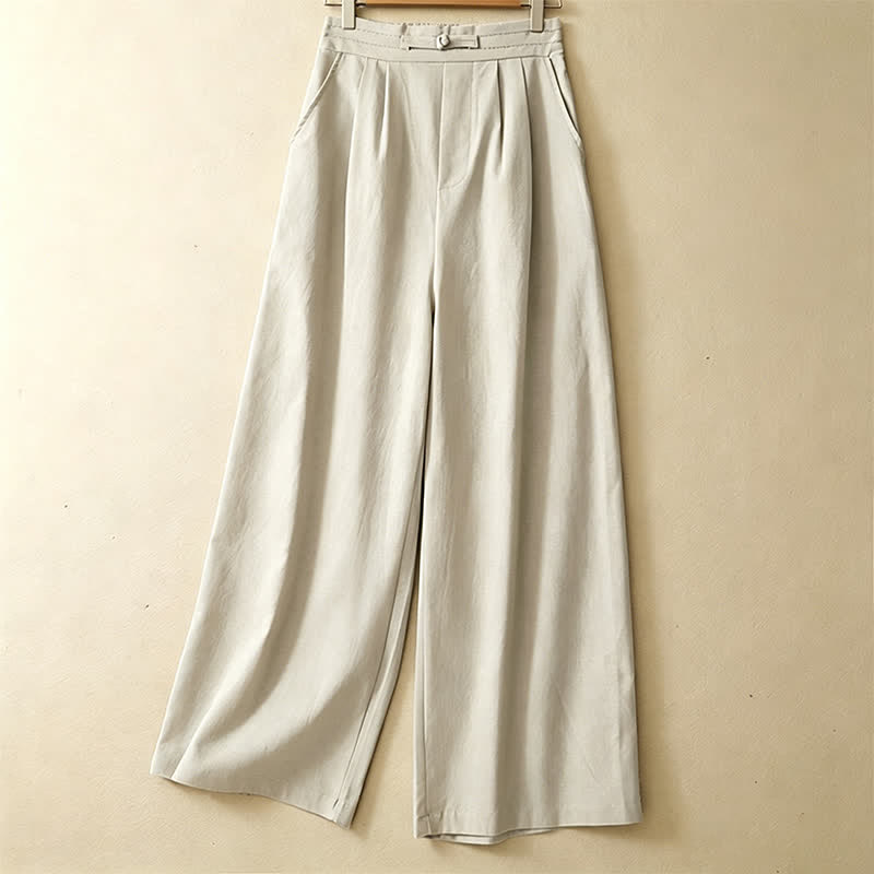 Nimara Ritual Summer Casual Minimalist Solid Ankle Pants One Frog Button Women's Straight Leg Pants With Pockets