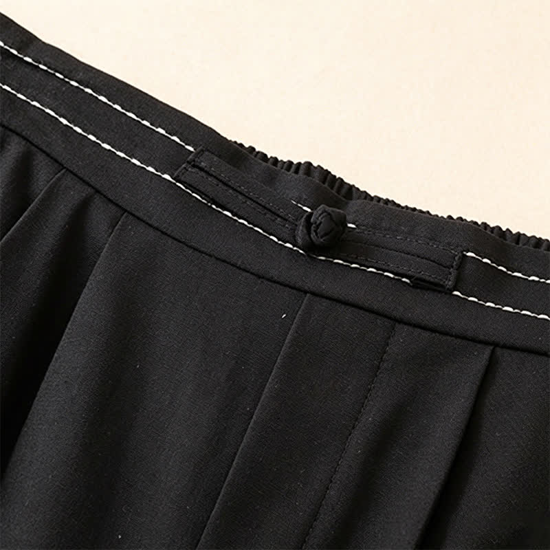 Nimara Ritual Summer Casual Minimalist Solid Ankle Pants One Frog Button Women's Straight Leg Pants With Pockets