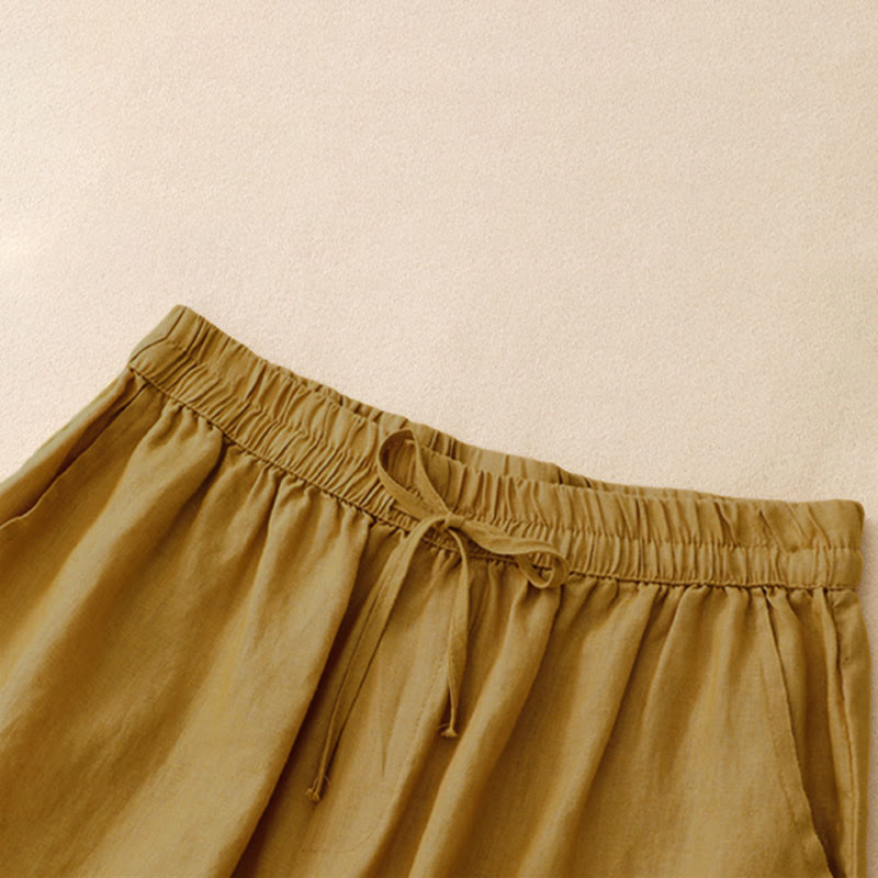 Nimara Ritual Summer Casual Minimalist Drawstring Embroidery Wavy Lines Geometric Women's Shorts With Pockets