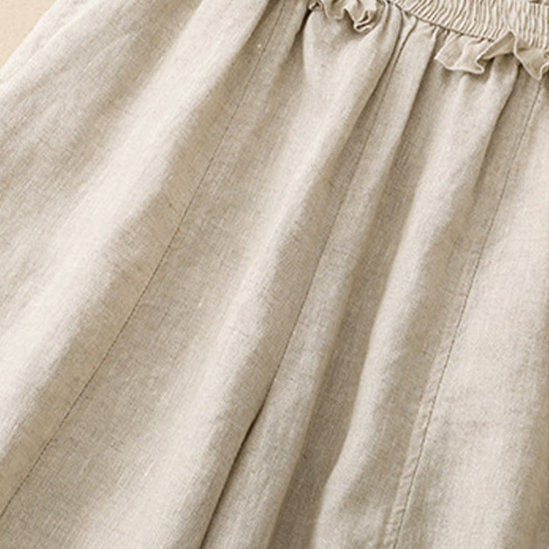 Nimara Ritual Summer Casual Minimalist Solid Ruffled Elastic Waist Cropped Pants Women's Straight Leg Pants With Pocket