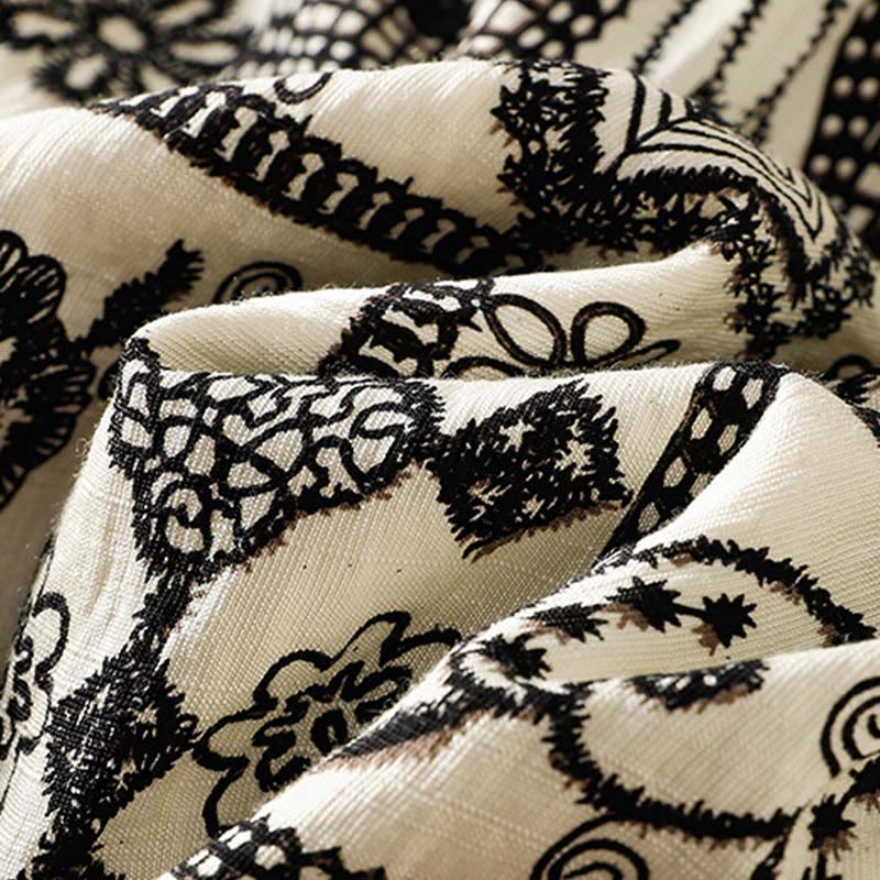 Nimara Ritual Summer Bohemian Casual Black Beige Geometric Floral Women's Skirt
