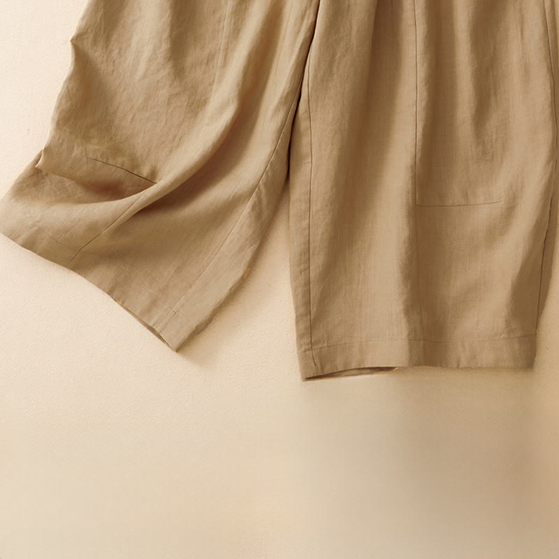Nimara Ritual Summer Casual Solid Elastic Waist Cropped Pants Women's Wide Leg Pants With Pockets