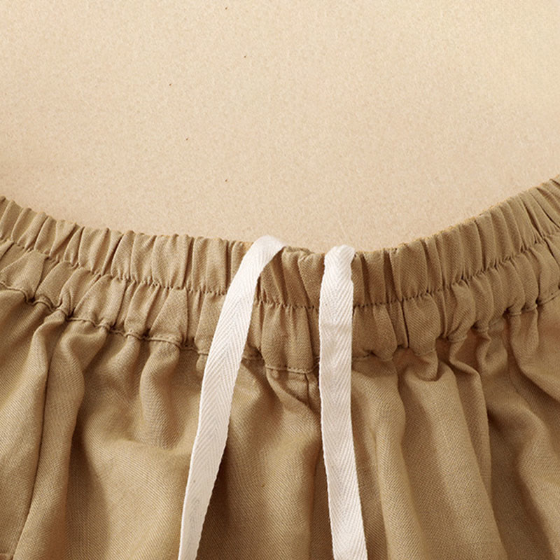 Nimara Ritual Summer Casual Solid Elastic Waist Cropped Pants Women's Wide Leg Pants With Pockets