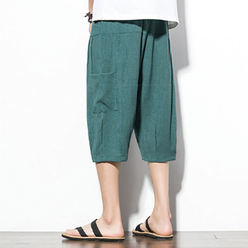 Nimara Ritual Summer Casual Minimalist Drawstring Solid Men's Cropped Pants With Pocket