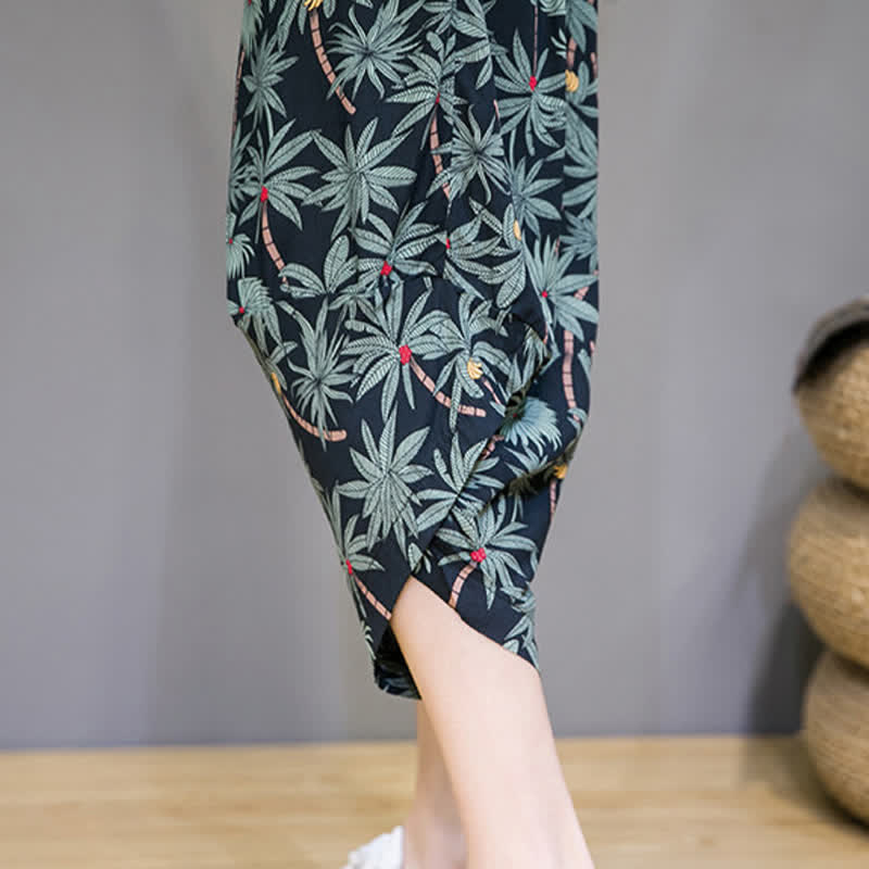 Nimara Ritual Summer Boho Casual Drawstring Floral Capri Pants Men's Harem Pants With Pocket