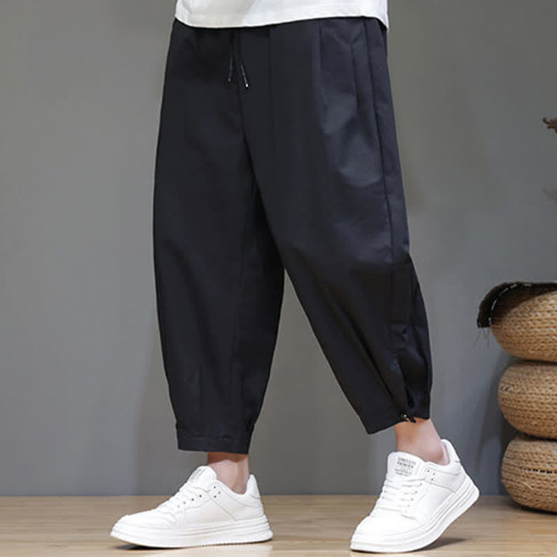 Nimara Ritual Summer Casual Minimalist Drawstring Solid Men's Cropped Pants With Pocket