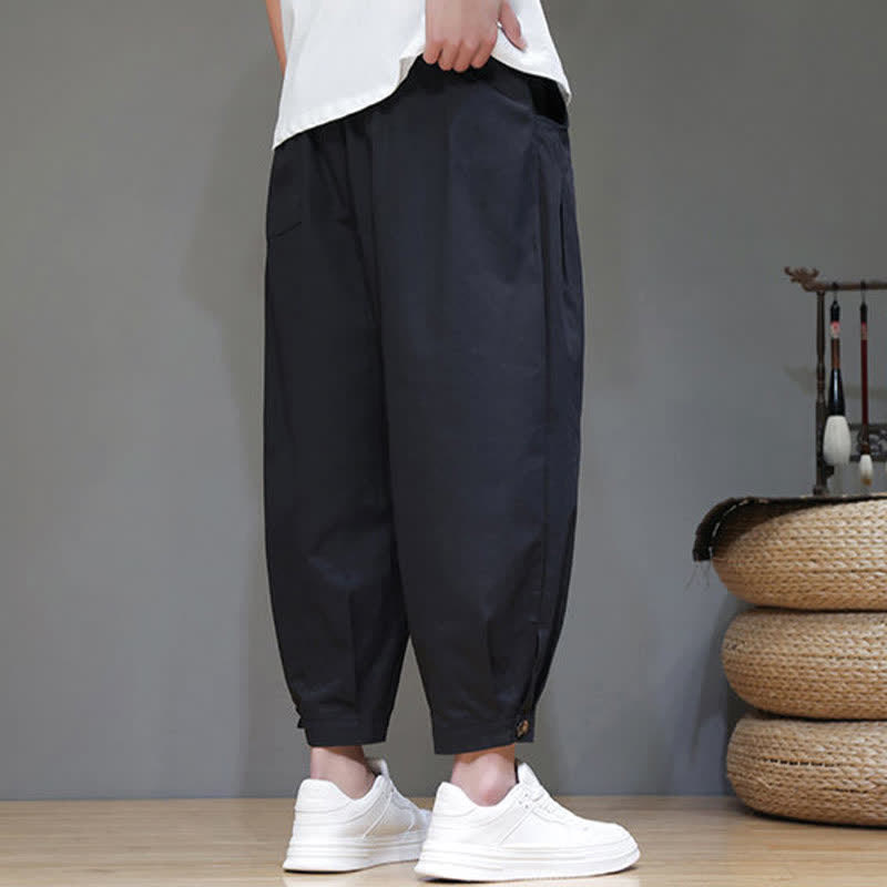 Nimara Ritual Summer Casual Minimalist Drawstring Solid Men's Cropped Pants With Pocket