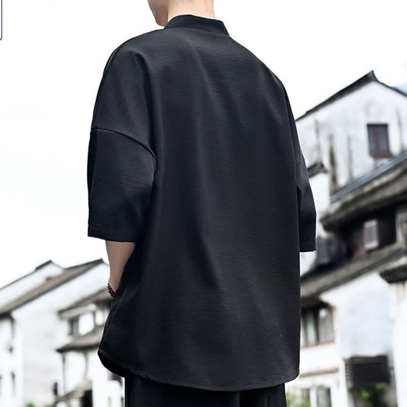 Nimara Ritual Summer Minimalist Casual Side Slit Solid Men's Short Sleeve T-Shirts