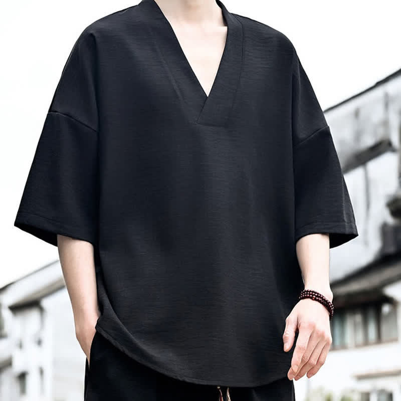 Nimara Ritual Summer Minimalist Casual Side Slit Solid Men's Short Sleeve T-Shirts