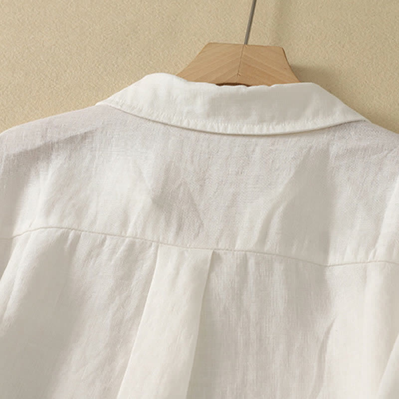 Nimara Ritual Summer Casual Minimalist Button-Up Solid Women's Short Sleeve Shirts With Pocket