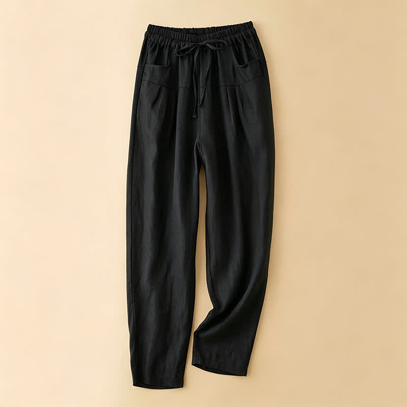 Nimara Ritual Summer Casual Minimalist Drawstring Solid Ankle Pants Women's Harem Pants With Pocket