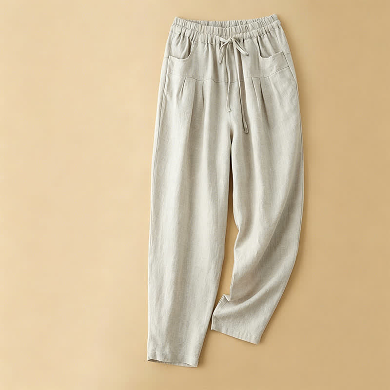 Nimara Ritual Summer Casual Minimalist Drawstring Solid Ankle Pants Women's Harem Pants With Pocket