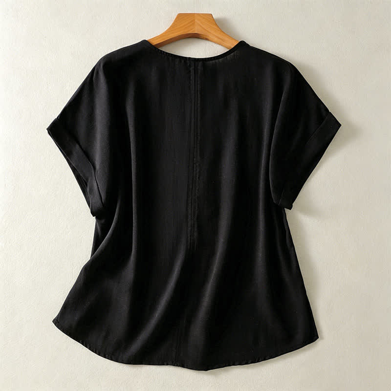 Nimara Ritual Summer Casual Minimalist Solid V-Neck Women's Short Sleeve T-Shirts
