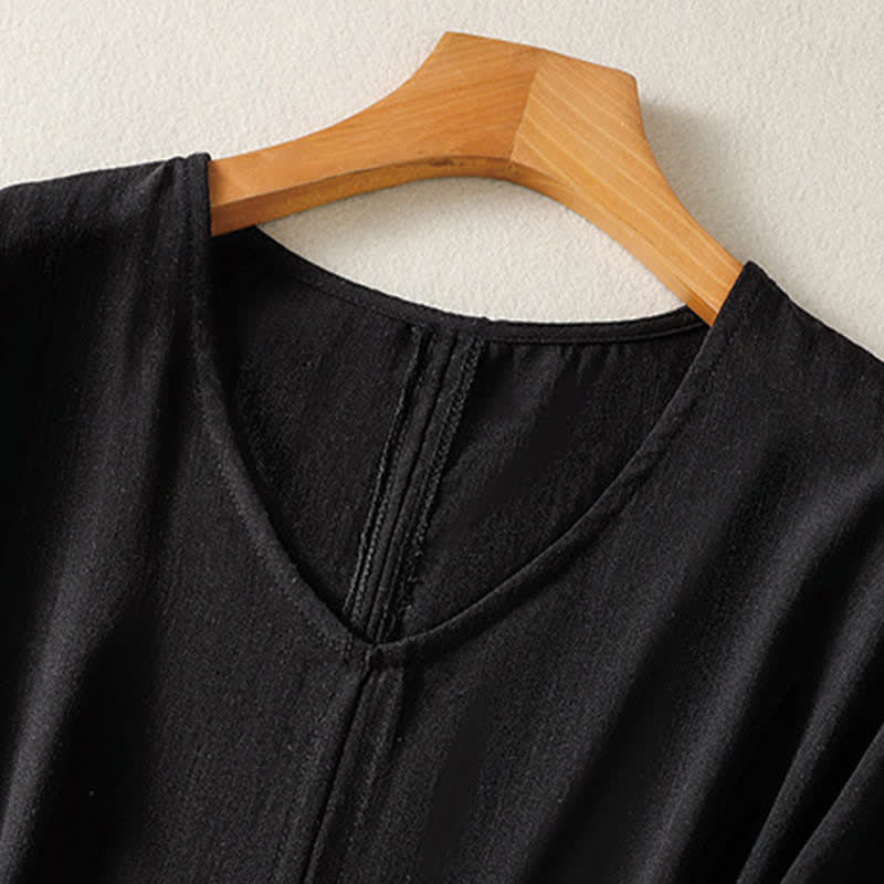 Nimara Ritual Summer Casual Minimalist Solid V-Neck Women's Short Sleeve T-Shirts