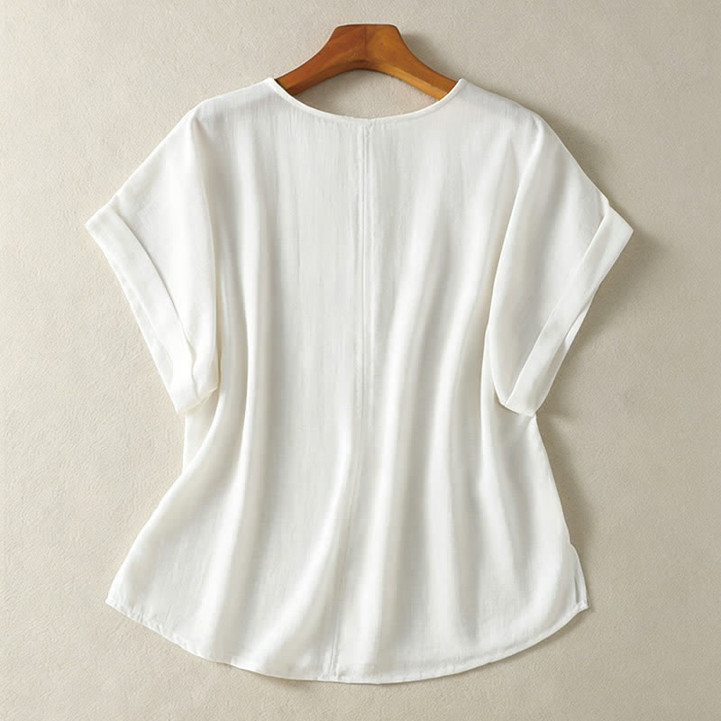 Nimara Ritual Summer Casual Minimalist Solid V-Neck Women's Short Sleeve T-Shirts