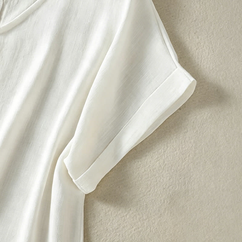 Nimara Ritual Summer Casual Minimalist Solid V-Neck Women's Short Sleeve T-Shirts