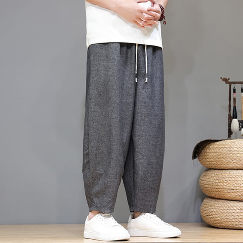 Nimara Ritual Summer Casual Minimalist Drawstring Solid Cropped Pants Men's Tapered Pants With Pockets
