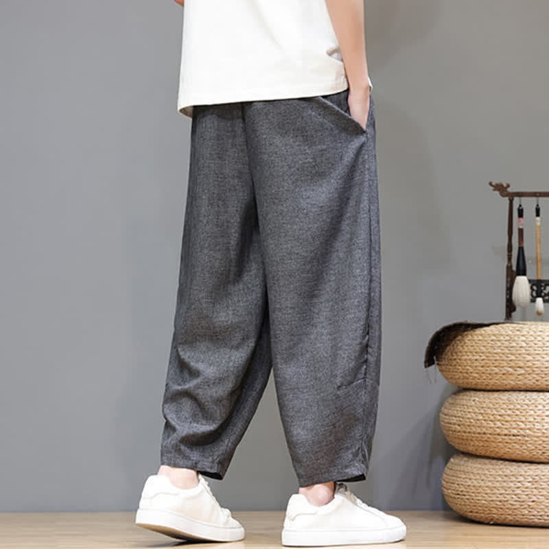 Nimara Ritual Summer Casual Minimalist Drawstring Solid Cropped Pants Men's Tapered Pants With Pockets
