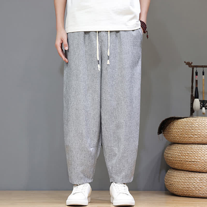 Nimara Ritual Summer Casual Minimalist Drawstring Solid Cropped Pants Men's Tapered Pants With Pockets