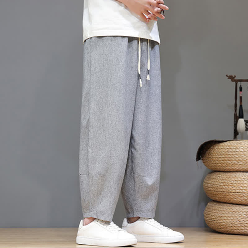 Nimara Ritual Summer Casual Minimalist Drawstring Solid Cropped Pants Men's Tapered Pants With Pockets