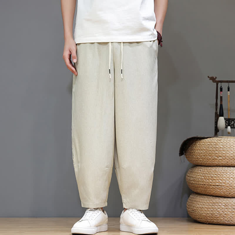 Nimara Ritual Summer Casual Minimalist Drawstring Solid Cropped Pants Men's Tapered Pants With Pockets