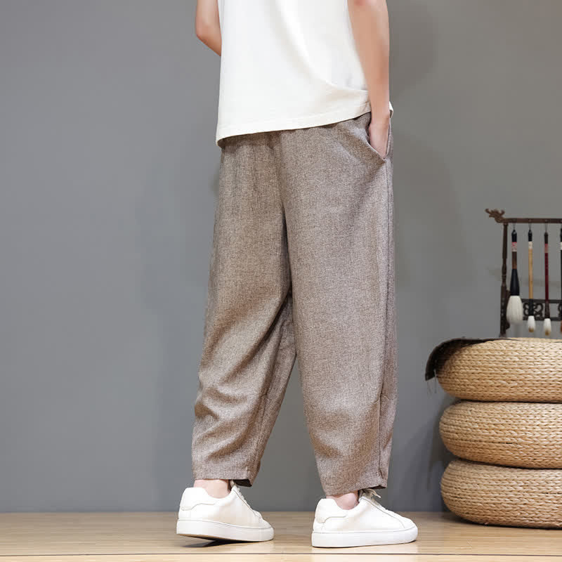 Nimara Ritual Summer Casual Minimalist Drawstring Solid Cropped Pants Men's Tapered Pants With Pockets