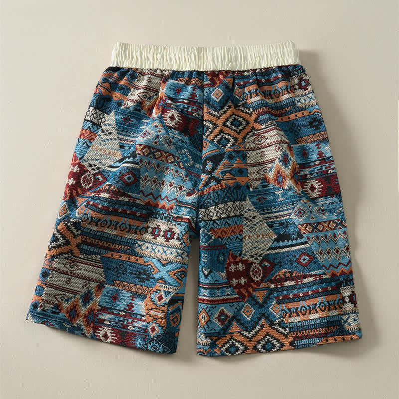 Nimara Ritual Summer Casual Boho Drawstring Geometric Men's Shorts With Pockets