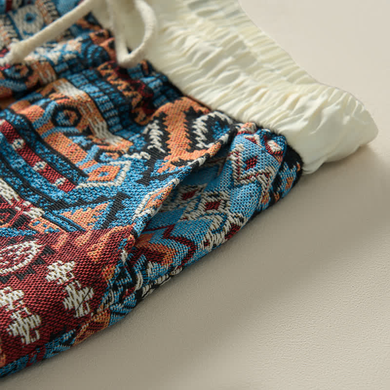 Nimara Ritual Summer Casual Boho Drawstring Geometric Men's Shorts With Pockets
